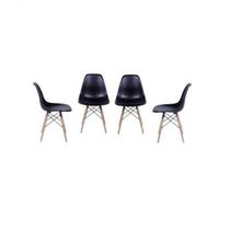 Kit 4 Cadeiras Eames Dkr Base Madeira com Assento em Polipropileno Yescasa Cinza