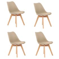 Kit 4 cadeiras eames eiffel leda saarinen design nude para mesa de jantar sala cozinha