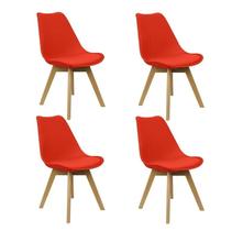 Kit 4 Cadeiras Eames Leda CSS Estofada Base Madeira Vermelho Kit 4 Cadeiras Eames Leda CSS Estofada Base Madeira Vermelho