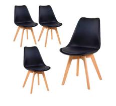 Kit 4 Cadeiras Eames Leda CSS Estofada PU Base Madeira Preta Kit 4 Cadeiras Eames Leda CSS Estofada PU Base Madeira Preta