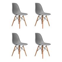 Kit 4 Cadeiras Eames Polipropileno Base Madeira Eiffel Espresso Móveis