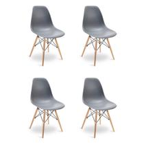 Kit 4 Cadeiras Eames Wood Design Eiffel Jantar Cinza Escuro