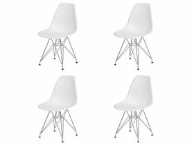 Kit 4 Cadeiras Eiffel Eames Branca Base Cromada