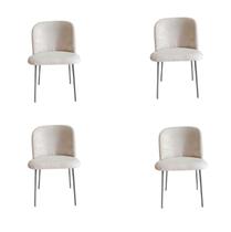 Kit 4 Cadeiras Elara Para Sala Mesa de Jantar Moderna com Base de Ferro Tecido Bouclé Premium Bege Topii Moda Casa Kit 4 Cadeiras Elara Para Sala Mesa de Jantar Moderna com Base de Ferro Tecido Bouclé Premium Bege Topii Moda Casa