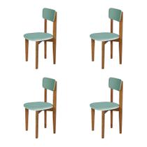 Kit 4 Cadeiras Elisa em Madeira Maciça Assento Estofado para Sala de Jantar Verde Menta