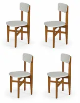 Kit 4 Cadeiras em Madeira Maciça Elisa para Sala de Jantar Off-white