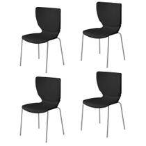 Kit 4 Cadeiras Empilháveis Base Aço Tubular Mono