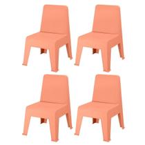 Kit 4 Cadeiras Empilhável Infantil Origami Rivatti 38,5 cm (Larg) Estrutura Polipropileno PP Pêssego