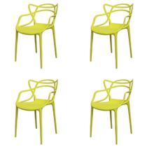 Kit 4 Cadeiras Empilhável Inmetro Aviv Master Allegra Fratini Polipropileno Amarelo Suporta 182kg