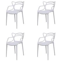 Kit 4 Cadeiras Empilhável Inmetro Aviv Master Allegra Fratini Polipropileno Cinza Suporta 182kg