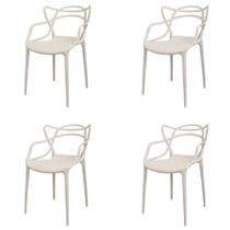 Kit 4 Cadeiras Empilhável Inmetro Aviv Master Allegra Fratini Polipropileno Fendi Suporta 182kg