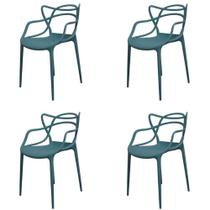 Kit 4 Cadeiras Empilhável Inmetro Aviv Master Allegra Fratini Polipropileno Verde Java Suporta 182kg