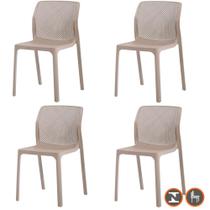 Kit 4 Cadeiras Empilhável Inmetro Capri Vega Fratini em Polipropileno Cor Fendi