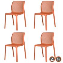 Kit 4 Cadeiras Empilhável Inmetro Capri Vega Fratini em Polipropileno Cor Terracota Kit 4 Cadeiras Empilhável Inmetro Capri Vega Fratini em Polipropileno Cor Terracota