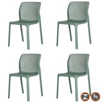 Kit 4 Cadeiras Empilhável Inmetro Capri Vega Fratini em Polipropileno Cor Verde Aloe