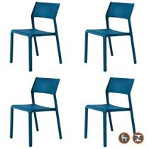 Kit 4 Cadeiras Empilhável Inmetro Mykonos Fratini em Polipropileno Cor Azul Marinho