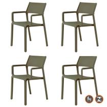 Kit 4 Cadeiras Empilhável Inmetro Santorini Fratini em Polipropileno Cor Verde Musgo Kit 4 Cadeiras Empilhável Inmetro Santorini Fratini em Polipropileno Cor Verde Musgo