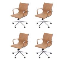 Kit 4 Cadeiras Escritório Diretor Esteirinha Rodízio Relax material sintético 3301