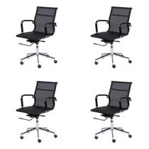 Kit 4 Cadeiras Escritorio Diretor Esteirinha Tela Mesh 3303 Preto Kit 4 Cadeiras Escritorio Diretor Esteirinha Tela Mesh 3303 Preto