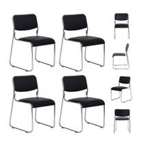 Kit 4 Cadeiras Escritório Interlocutor Dakar Preta Base Fixa Kit 4 Cadeiras Escritório Interlocutor Dakar Preta Base Fixa