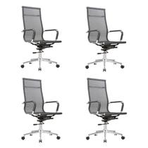 Kit 4 Cadeiras Escritório Interlocutor Fixa Aço Cromado Sidney Kit 4 Cadeiras Escritório Interlocutor Fixa Aço Cromado Sidney