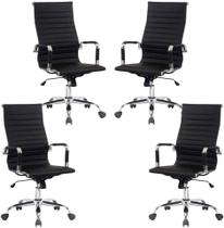 Kit 4 Cadeiras Escritório Presidente Boston Eames Preta
