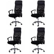 Kit 4 Cadeiras Escritório Presidente com Relax Tela Mesh material sintético 3307