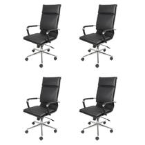 Kit 4 Cadeiras Escritorio Presidente Design Italiano com Relax material sintético 3304 Kit 4 Cadeiras Escritorio Presidente Design Italiano com Relax material sintético 3304