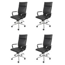 Kit 4 Cadeiras Escritorio Presidente Design Italiano com Relax material sintético 3304 Kit 4 Cadeiras Escritorio Presidente Design Italiano com Relax material sintético 3304