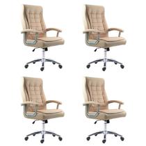 Kit 4 Cadeiras Escritório Presidente Ergonômica NR17 material sintético Mola Ensacada