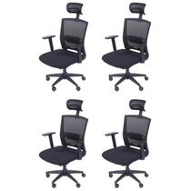 Kit 4 Cadeiras Escritorio Presidente Ergonômica NR17 Tela Mesh 3317