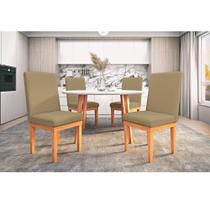 KIT 4 Cadeiras Estofadas + 01 Poltrona Decorativa Capuccino