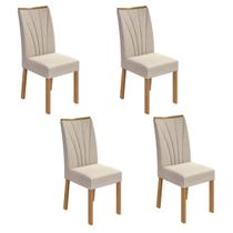 Kit 4 Cadeiras Estofadas Apogeu Amêndoa Clean/Linho Rinzai Bege 75863 - Móveis Lopas