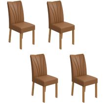 Kit 4 Cadeiras Estofadas Apogeu Amêndoa Clean/material sintético Caramelo 75863 - Móveis Lopas