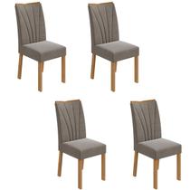 Kit 4 Cadeiras Estofadas Apogeu Amêndoa Clean/Suede Animale Bege 75863 - Móveis Lopas