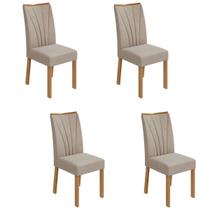 Kit 4 Cadeiras Estofadas Apogeu Amêndoa Clean/Veludo Naturale Creme 75863 - Móveis Lopas