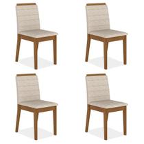 Kit 4 Cadeiras Estofadas Cairo Freijó/suede Bege - M.a