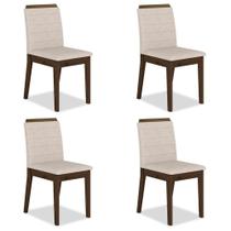 Kit 4 Cadeiras Estofadas Cairo Imbuia/bege - Móveis Arapongas