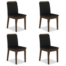 Kit 4 Cadeiras Estofadas Cairo Imbuia/preto - Móveis Arapongas