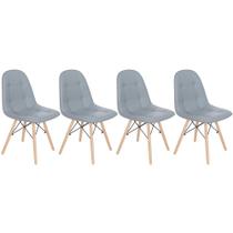 Kit 4 cadeiras estofadas Charles Eames Eiffel Botonê com pés de madeira clara