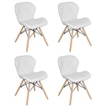 Kit 4 cadeiras estofadas Charles Eames Eiffel Slim Wood confort - Branco Kit 4 cadeiras estofadas Charles Eames Eiffel Slim Wood confort - Branco