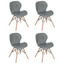 Kit 4 cadeiras estofadas Charles Eames Eiffel Slim Wood confort