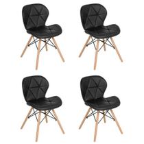 Kit 4 cadeiras estofadas Charles Eames Eiffel Slim Wood confort
