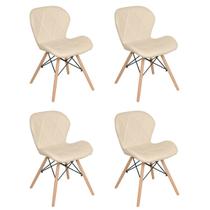 Kit 4 cadeiras estofadas Charles Eames Eiffel Slim Wood confort - Nude Kit 4 cadeiras estofadas Charles Eames Eiffel Slim Wood confort - Nude
