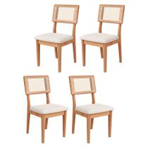 Kit 4 Cadeiras Estofadas com Encosto de Tela MDF Freijó Césare Claro Kit 4 Cadeiras Estofadas com Encosto de Tela MDF Freijó Césare Claro