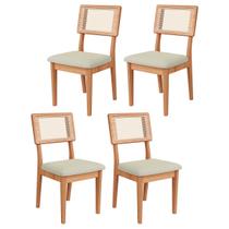 Kit 4 Cadeiras Estofadas com Encosto de Tela MDF Freijó Césare Escuro Kit 4 Cadeiras Estofadas com Encosto de Tela MDF Freijó Césare Escuro
