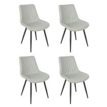 Kit 4 cadeiras estofadas design industrial Chicago Cinza Claro Kit 4 cadeiras estofadas design industrial Chicago Cinza Claro