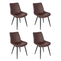 Kit 4 cadeiras estofadas design industrial Chicago Marrom Café Kit 4 cadeiras estofadas design industrial Chicago Marrom Café
