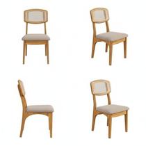 Kit 4 Cadeiras Estofadas em Tecido 95% Algodão Encosto Telado Estrutura 100% Mdf Nápoles