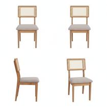 Kit 4 Cadeiras Estofadas Encosto Telado Estrutura 100% Mdf Bolonha